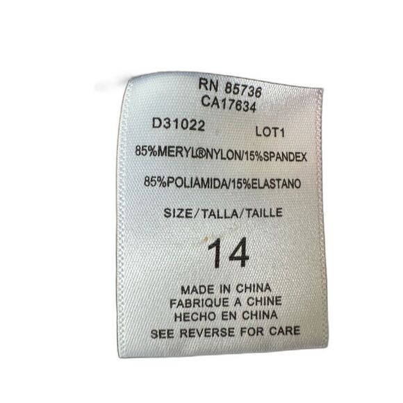 DKNY Black Ruched Sides V-Neck One Piece Swimsuit Size 14 - Picture 8 of 9